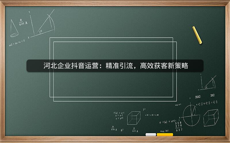  河北企业抖音运营：精准引流，高效获客新策略