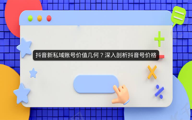 抖音新私域账号价值几何？深入剖析抖音号价格