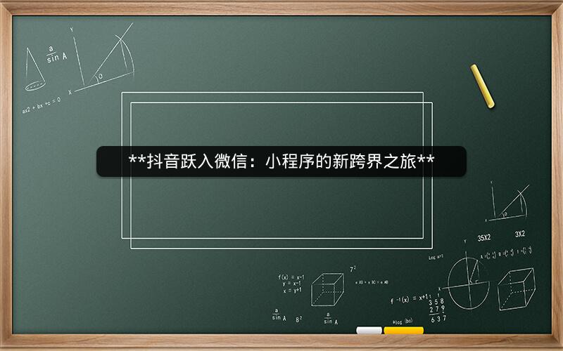 **抖音跃入微信：小程序的新跨界之旅**