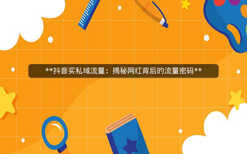 **抖音买私域流量：揭秘网红背后的流量密码**