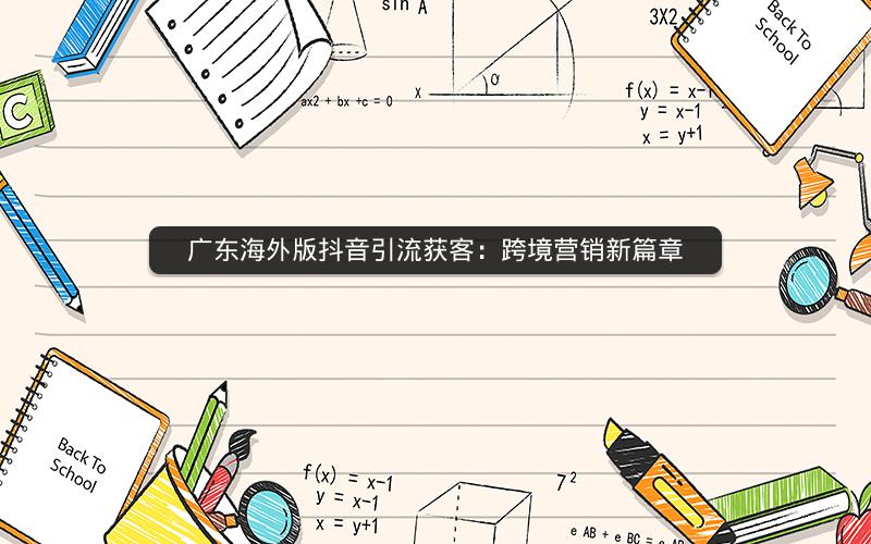 广东海外版抖音引流获客：跨境营销新篇章