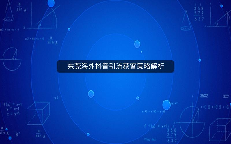 东莞海外抖音引流获客策略解析