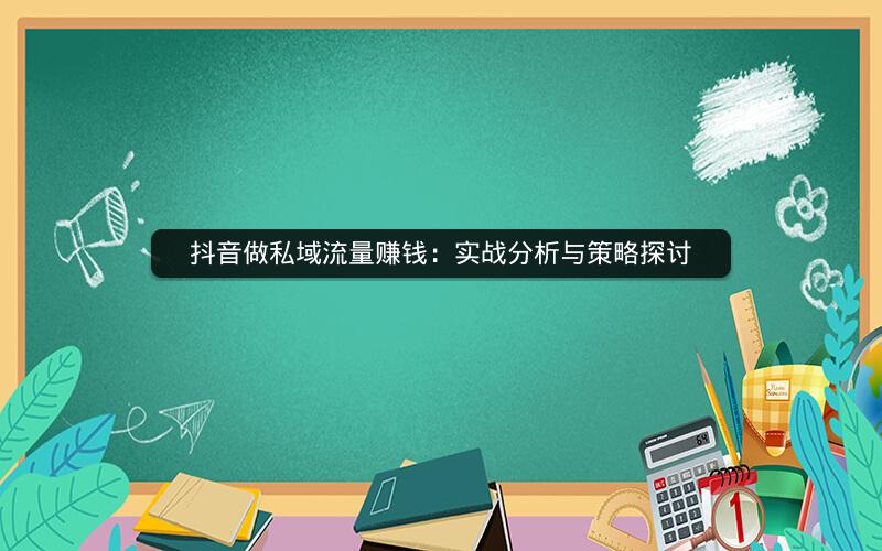 抖音做私域流量赚钱：实战分析与策略探讨